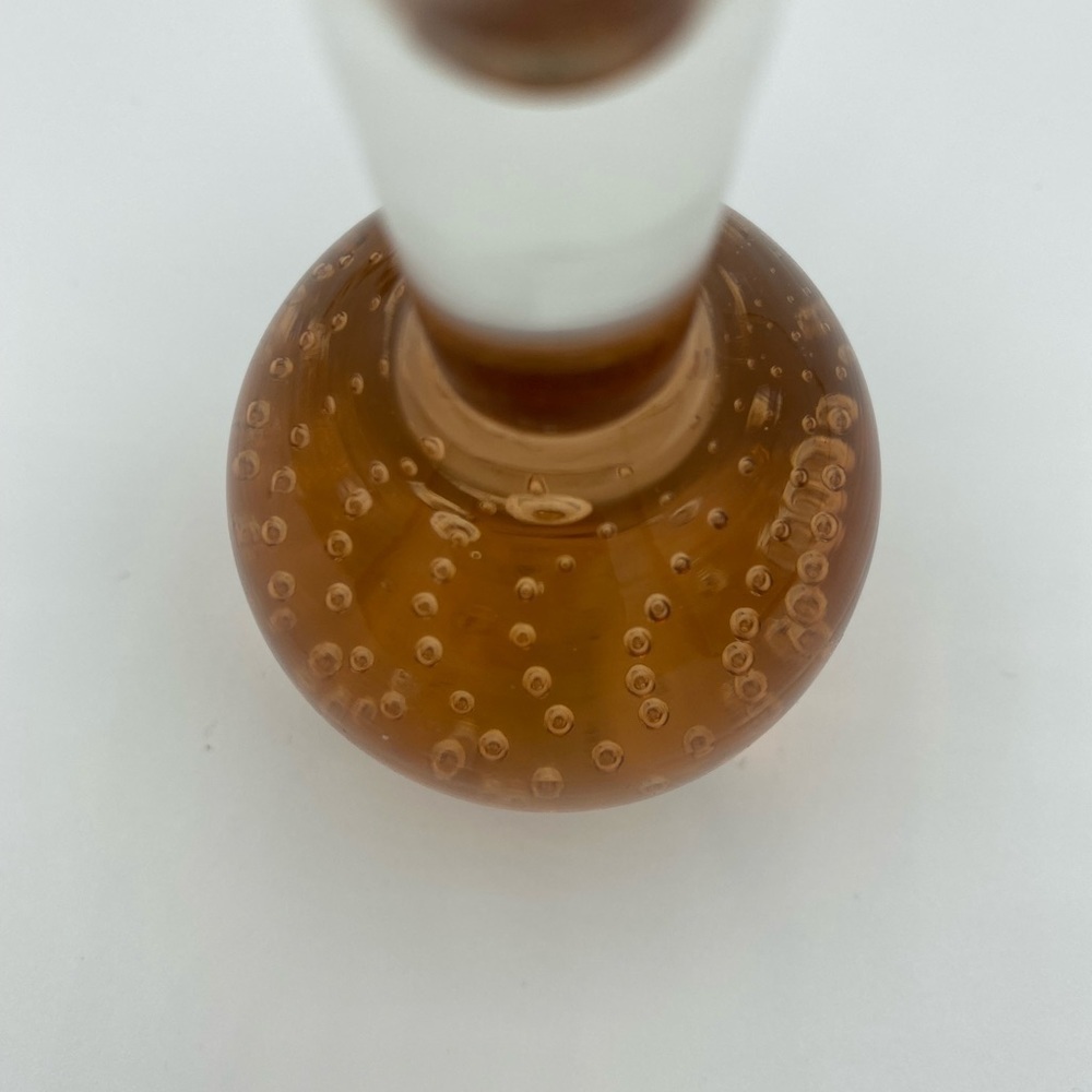 Vintage Blown Glass Bud Vase Controlled Bubble Base Gold Yellow